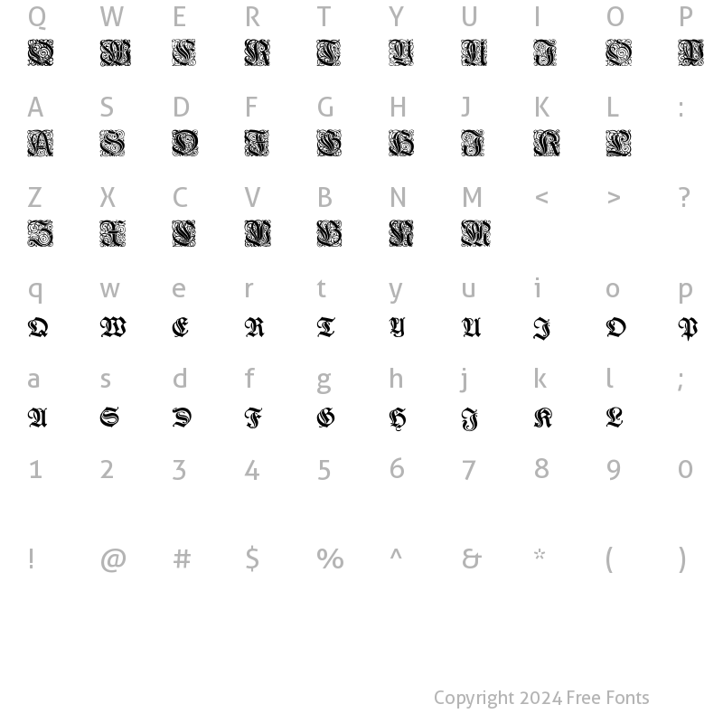 Character Map of Wieynk Fraktur Initialen Regular