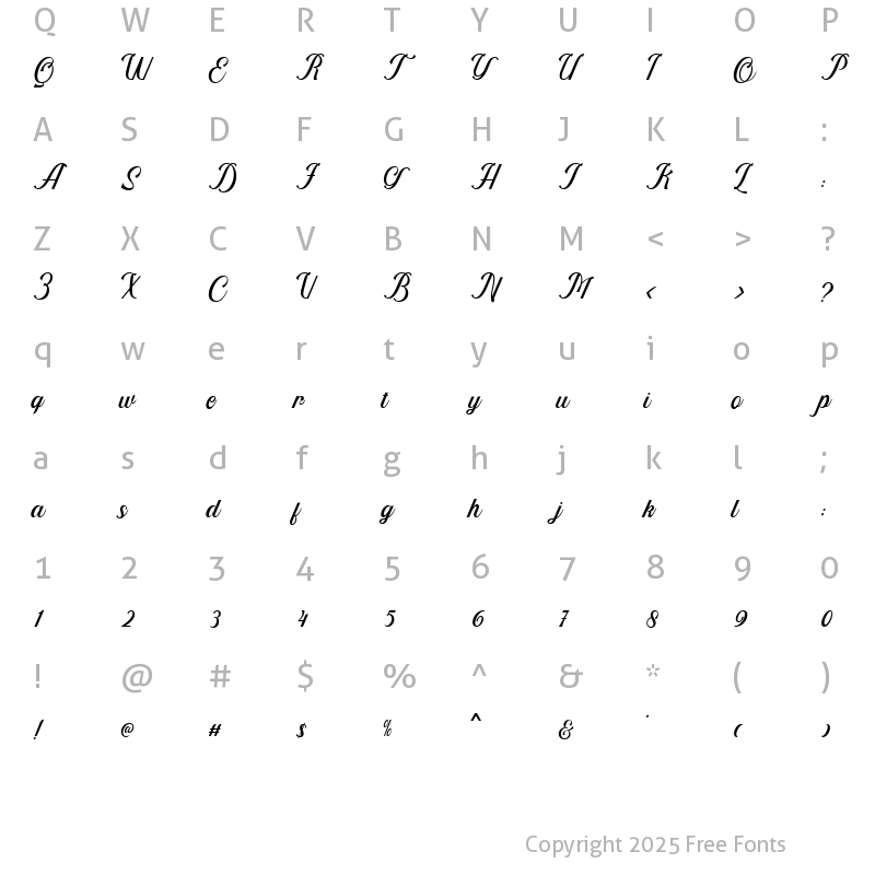 Character Map of Wigatos Regular