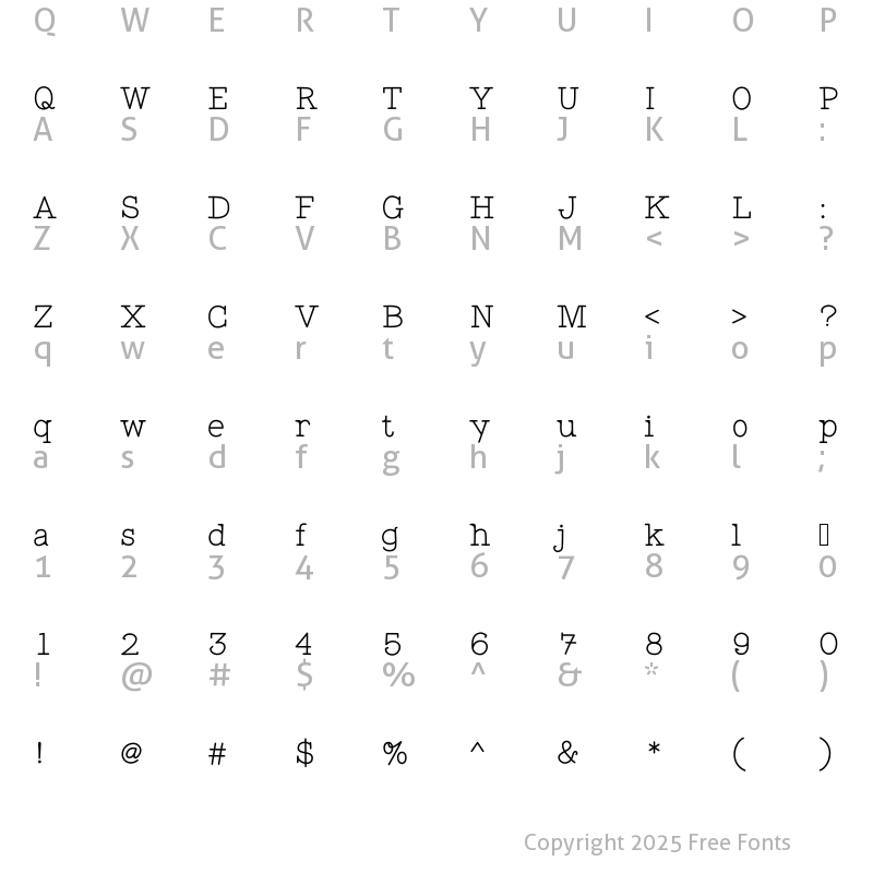 Character Map of WigendaTypewrite Medium