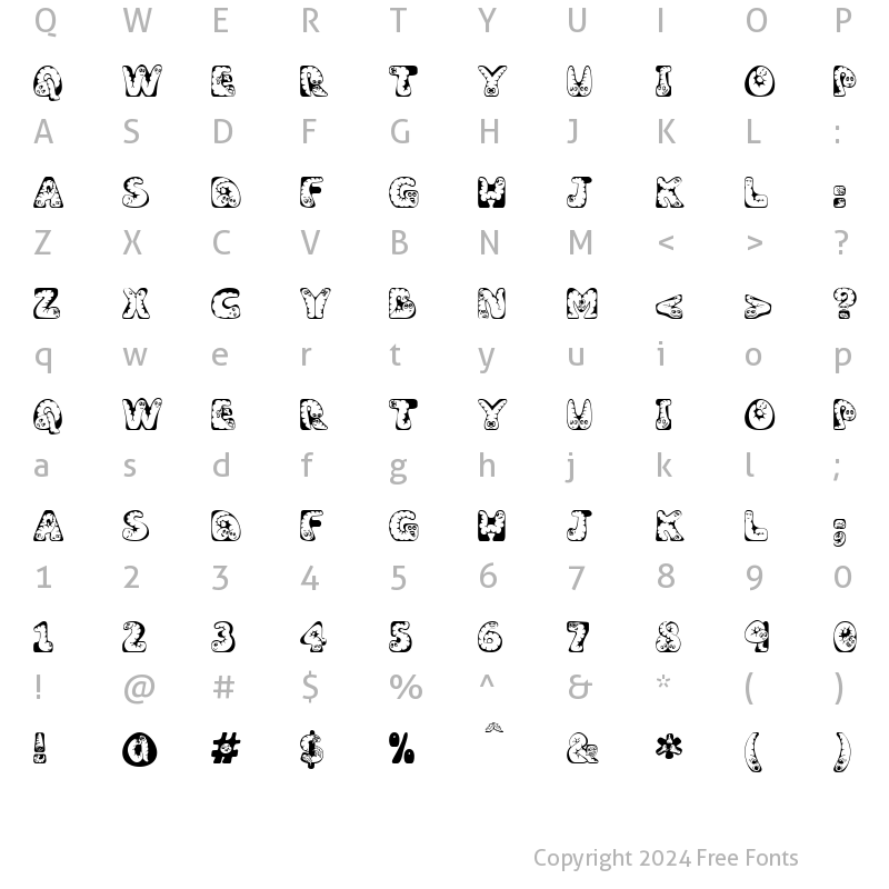 Character Map of Wiggles Regular