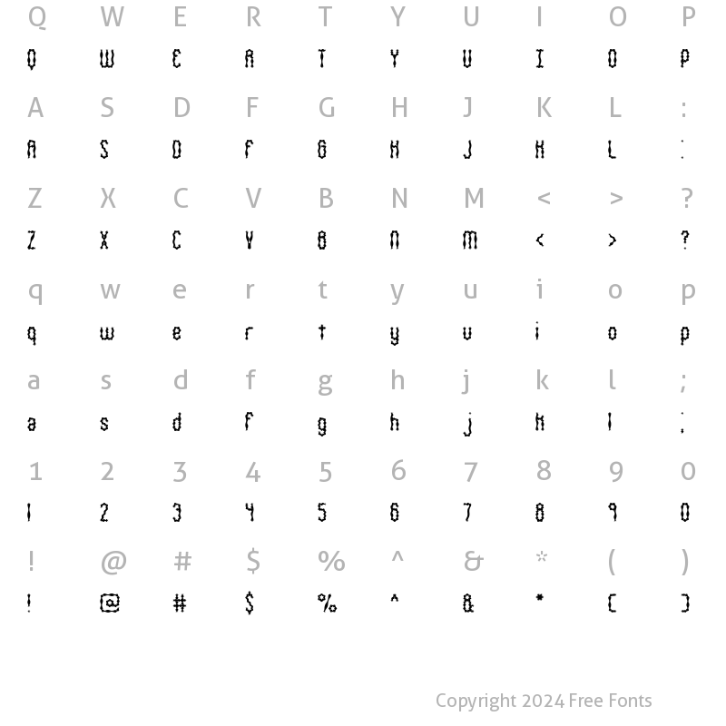 Character Map of Wiggly Squiggly BRK Regular