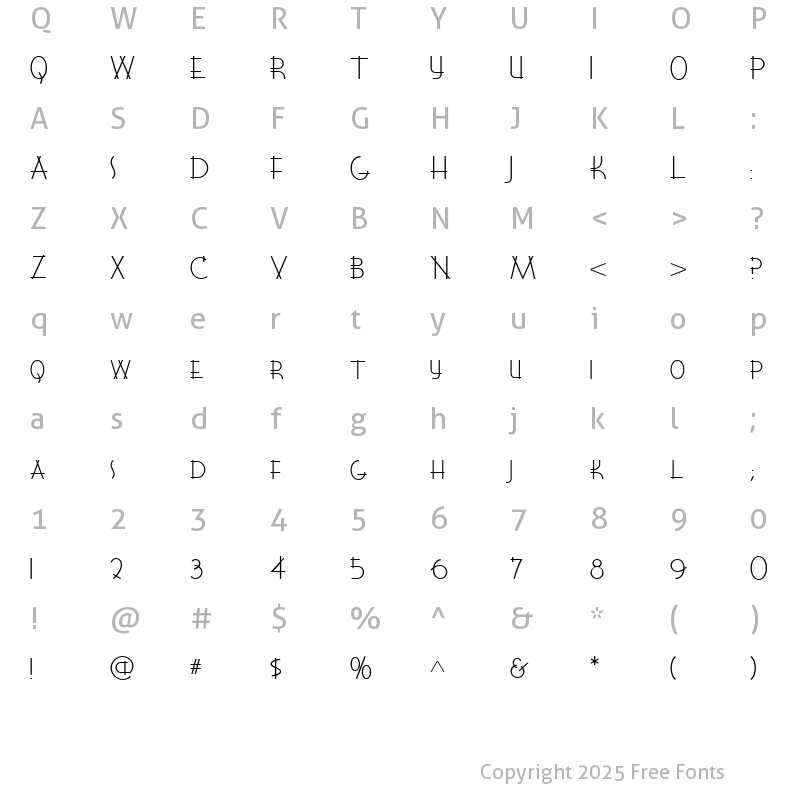 Character Map of WigwamNF Light