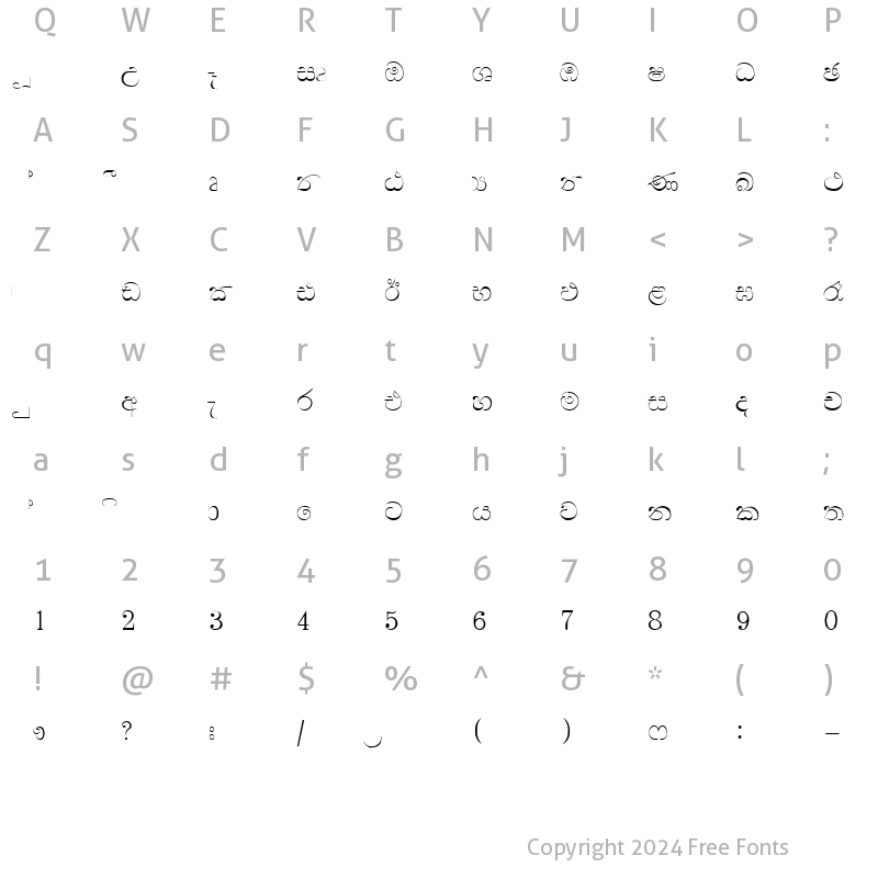 Character Map of Wije 3 Thin Std. Plain