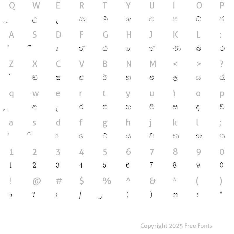 Character Map of Wijeya Regular