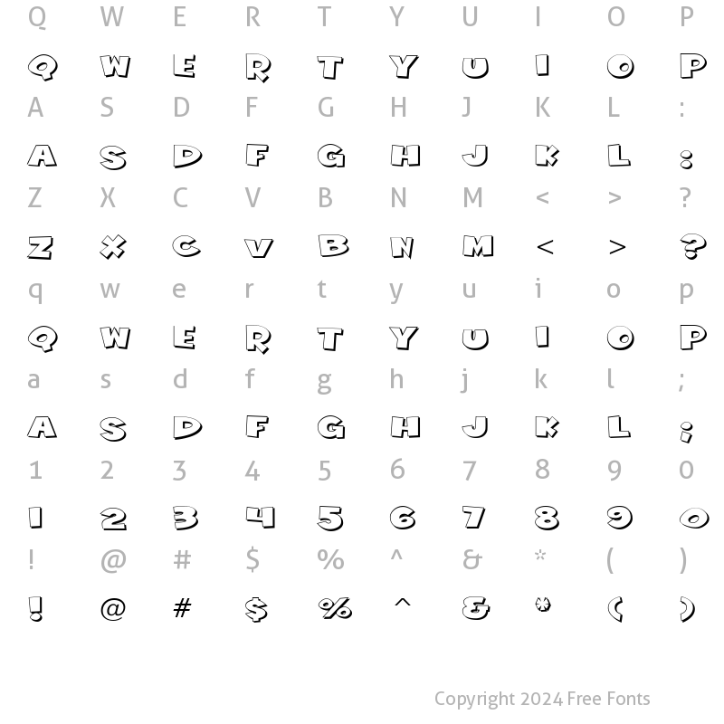 Character Map of Wild Ketchup BTN Outline Shadow Regular