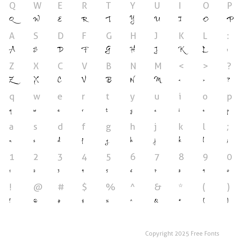 Character Map of Wild Pen OT