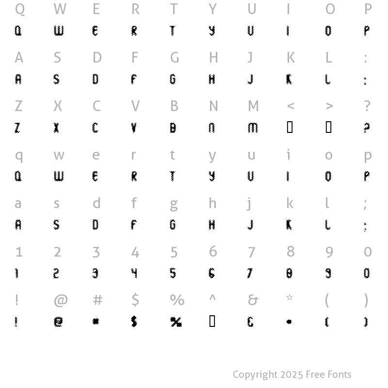 Character Map of Wild Sewerage Regular