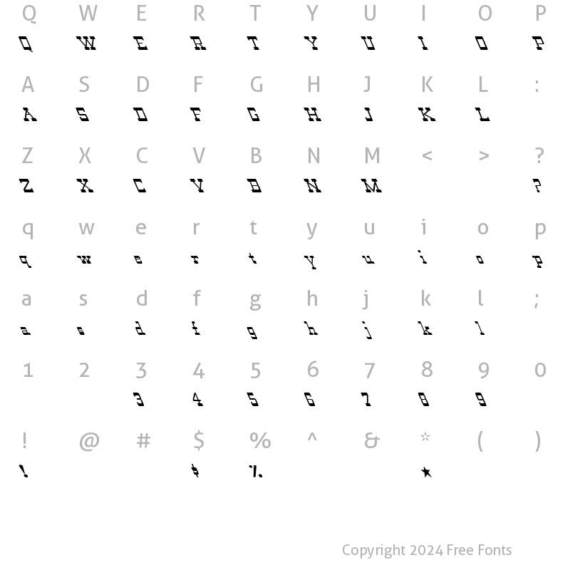 Character Map of Wild West-Normal Extreme Lefti Regular