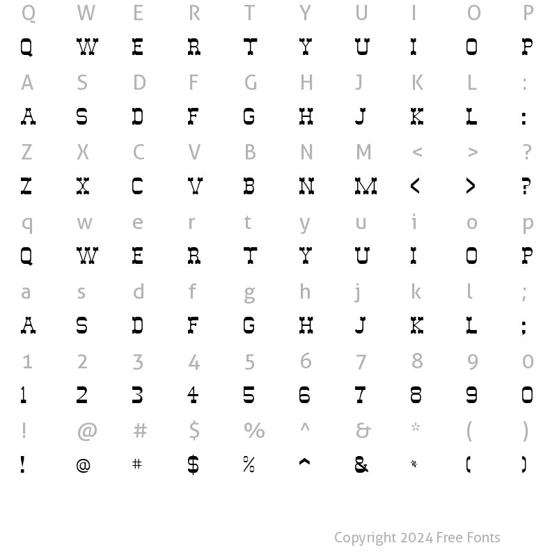 Character Map of Wild West Regular