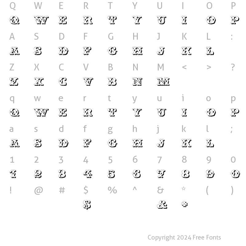 Character Map of Wild West Shadow Regular