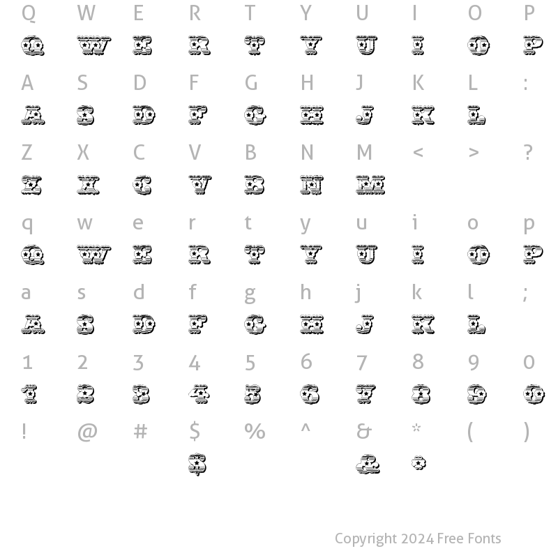 Character Map of Wild West USA Regular