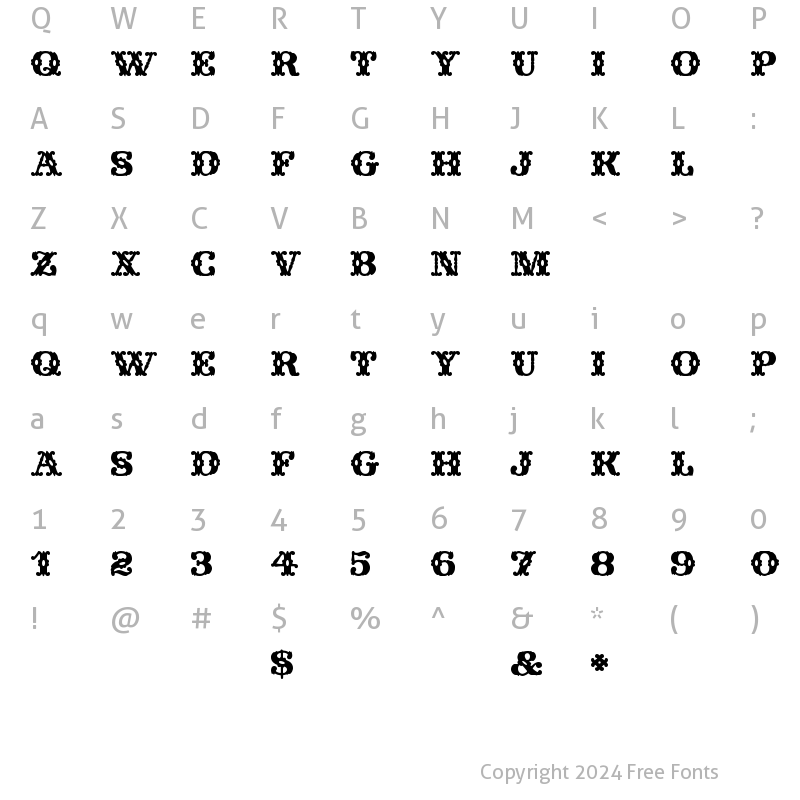 Character Map of Wild West Wind Regular