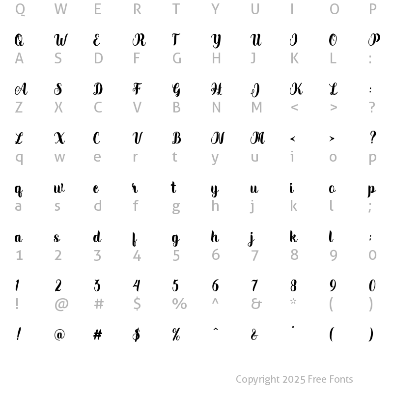 Character Map of Wildaloney Regular