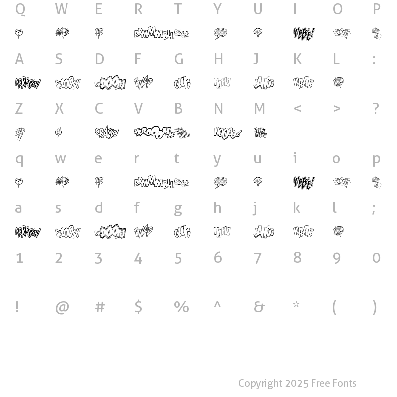 Character Map of WildAndCrazySFX Medium