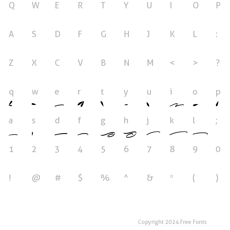 Character Map of Wilderness Swash Regular