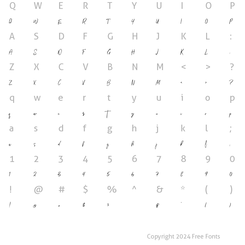 Character Map of Wilderness Typeface Alt