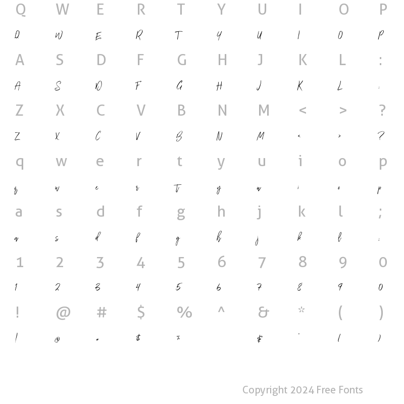 Character Map of Wilderness Typeface Regular