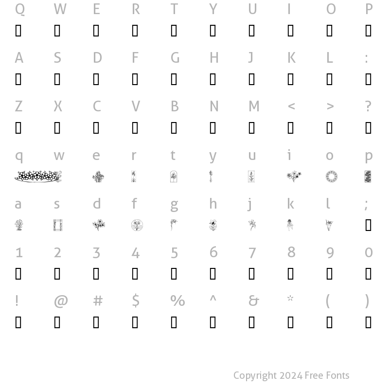 Character Map of Wildflower II Regular