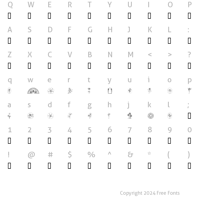 Character Map of Wildflower III Regular