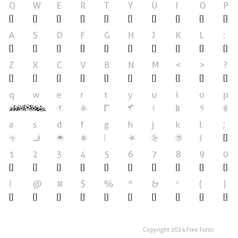 Character Map of Wildflower Regular