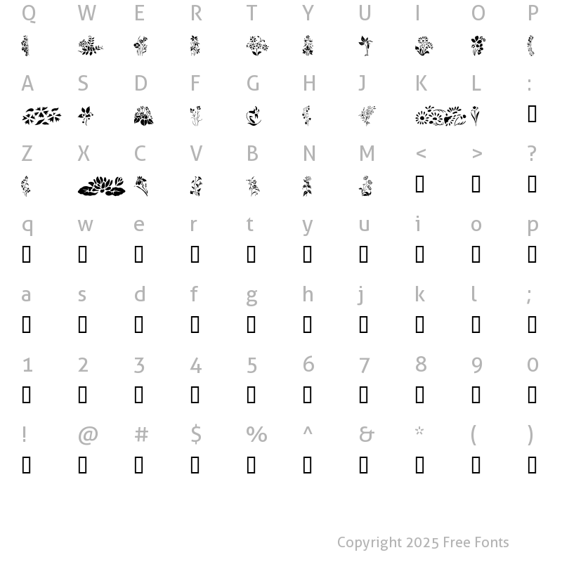 Character Map of Wildflowers2 Regular