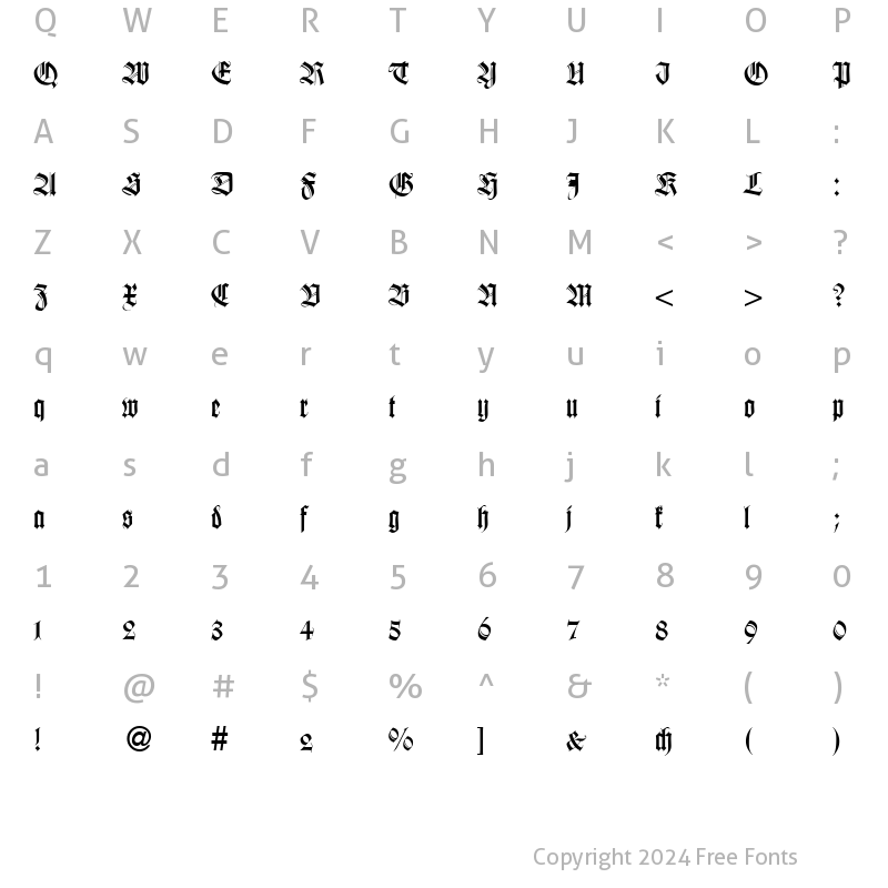 Character Map of WildorDB Normal