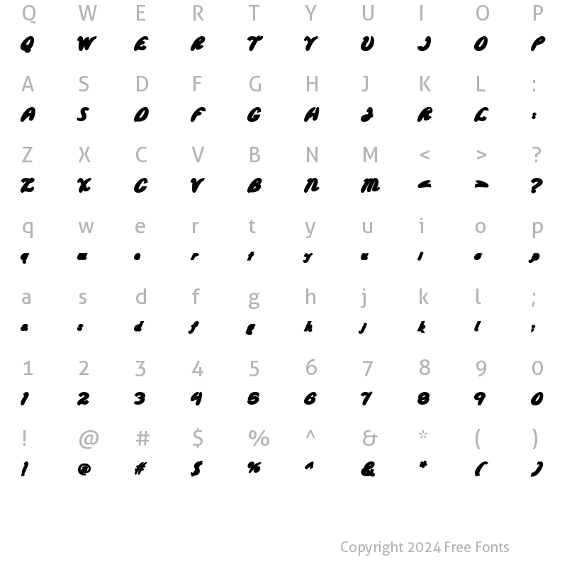 Character Map of WildRideBackFill Regular