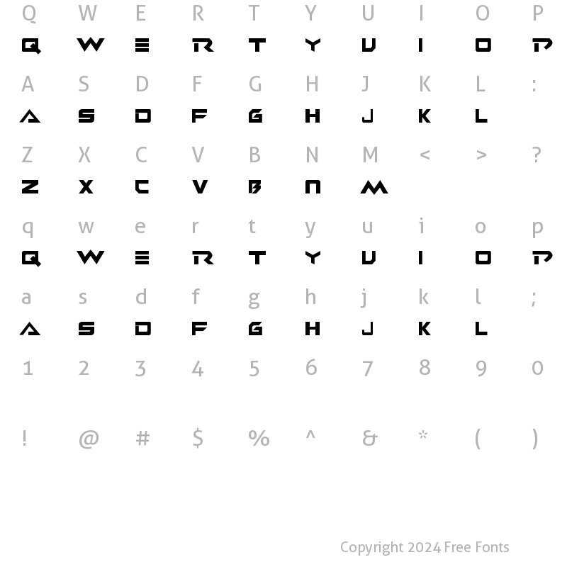 Character Map of Wildstar Regular