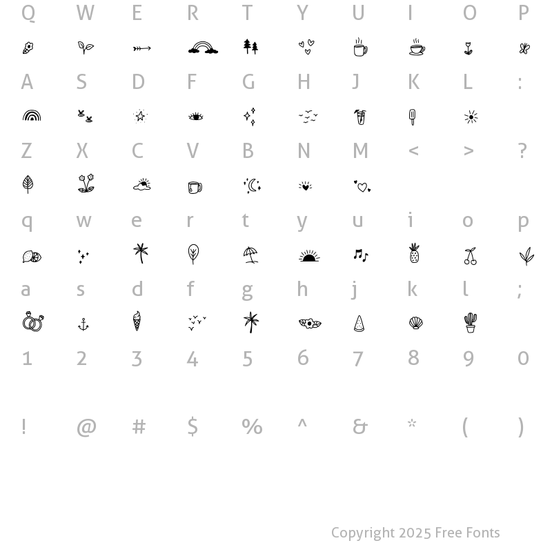 Character Map of Wildstripe Doodles Doodles