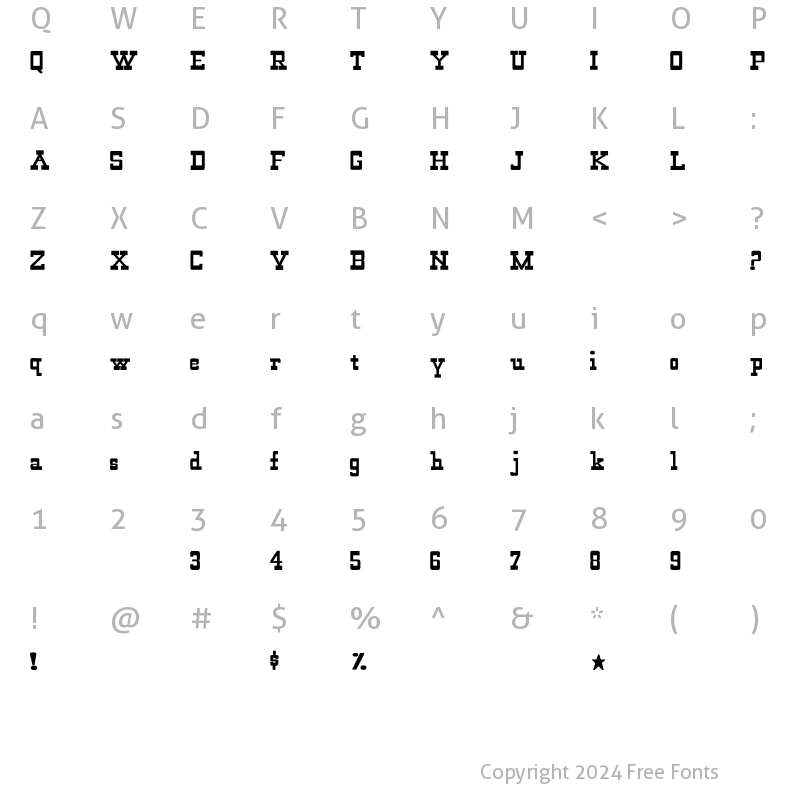 Character Map of WildWest-Normal Bold Regular