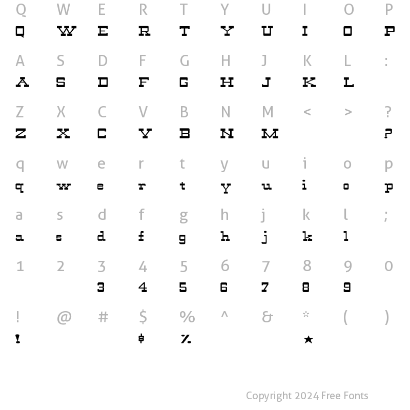 Character Map of WildWest-Normal Ex Regular