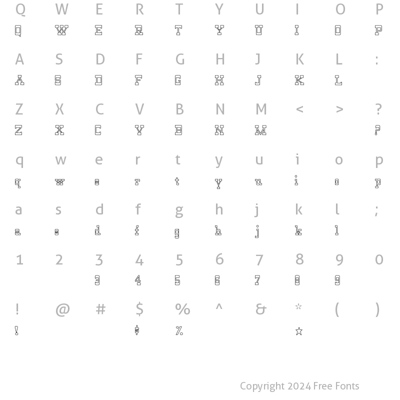 Character Map of WildWest-Normal Hollow Regular