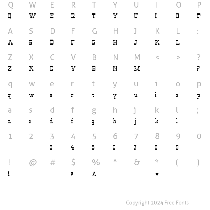 Character Map of WildWest-Normal Regular