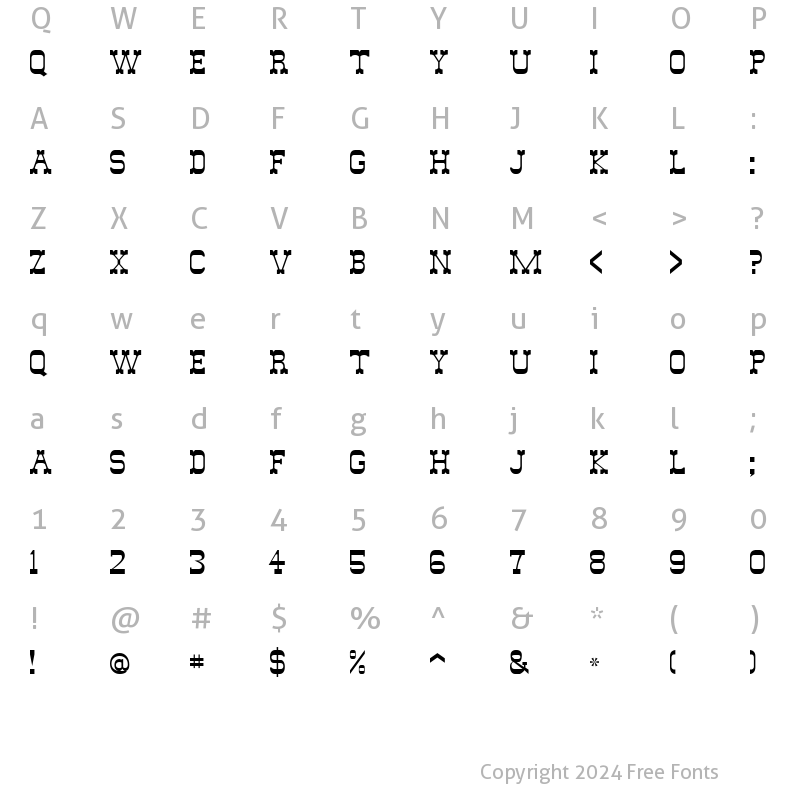 Character Map of WildWest Regular