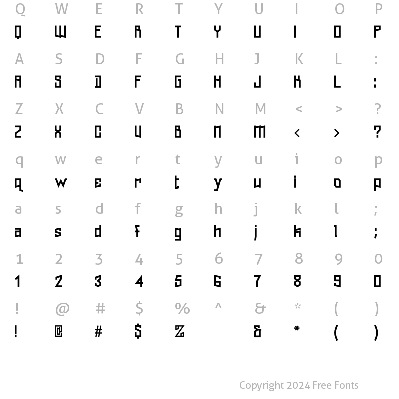 Character Map of Wilhelm Regular