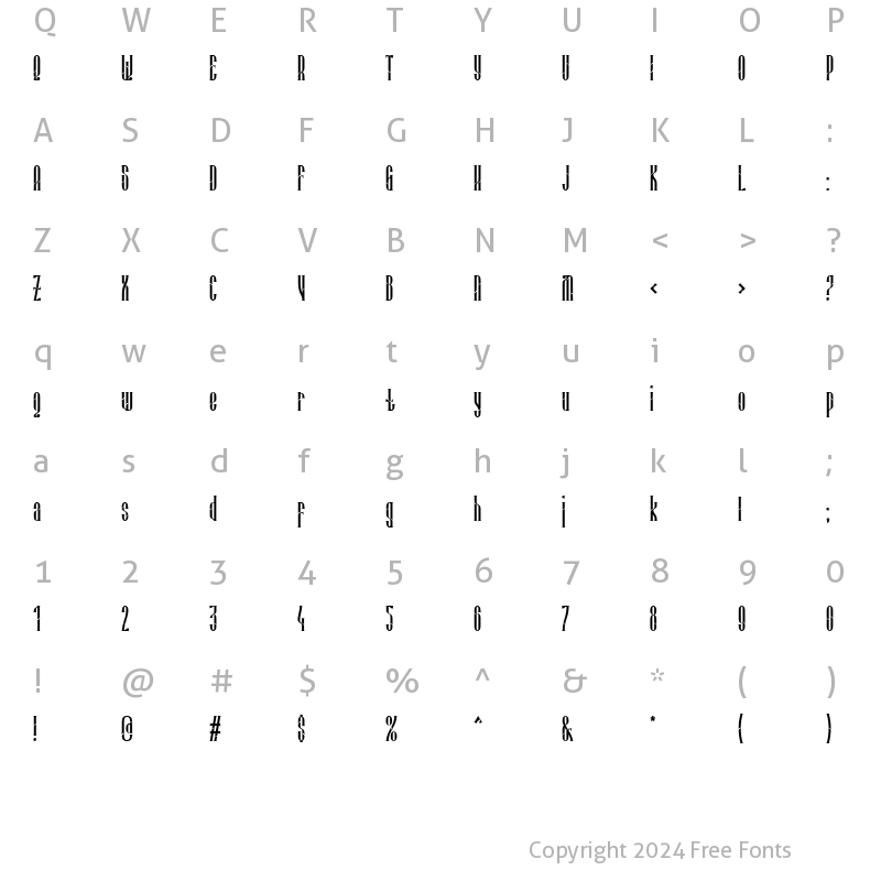 Character Map of Wilhelmina Accented Regular