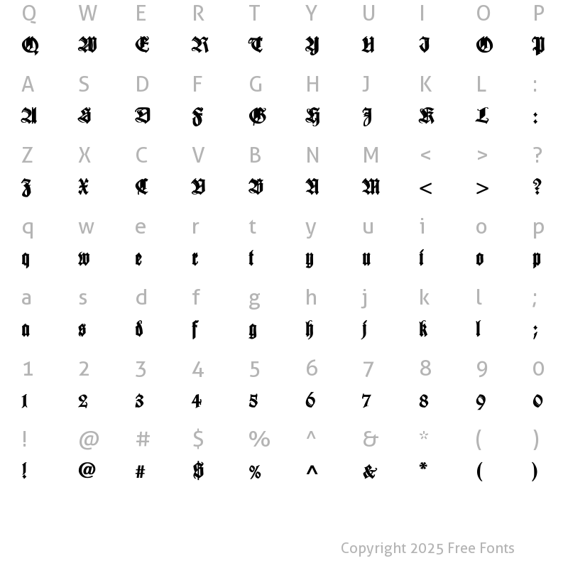 Character Map of WilhelmKlingsporGotisch Bold Regular