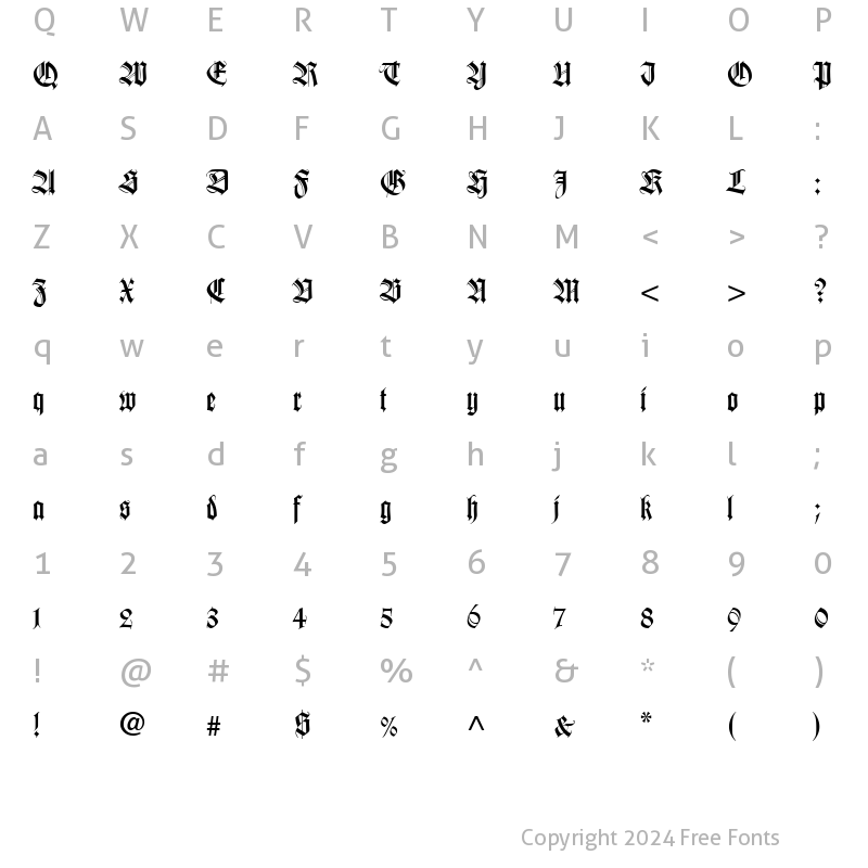 Character Map of WilhelmKlingsporGotisch LT Regular