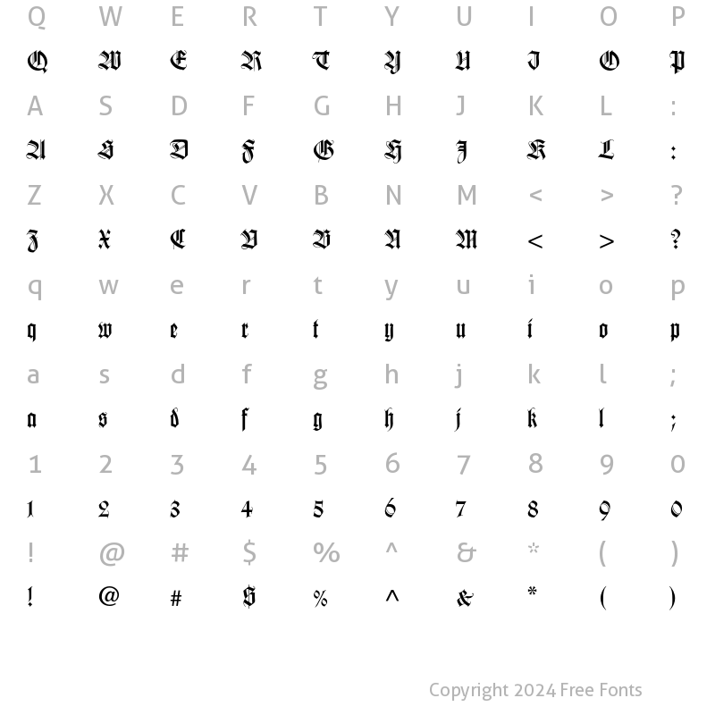 Character Map of WilhelmKlingsporGotisch Regular