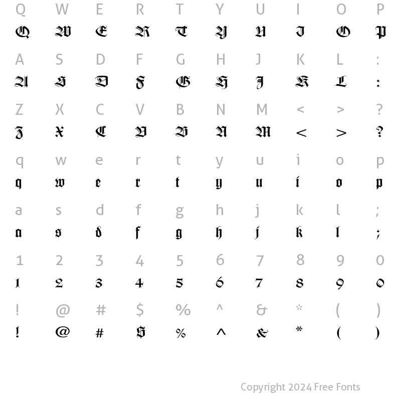 Character Map of WilhelmKlingsporGotisch Wd Regular