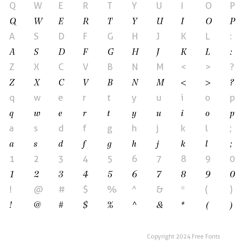Character Map of Wilke 56 Italic