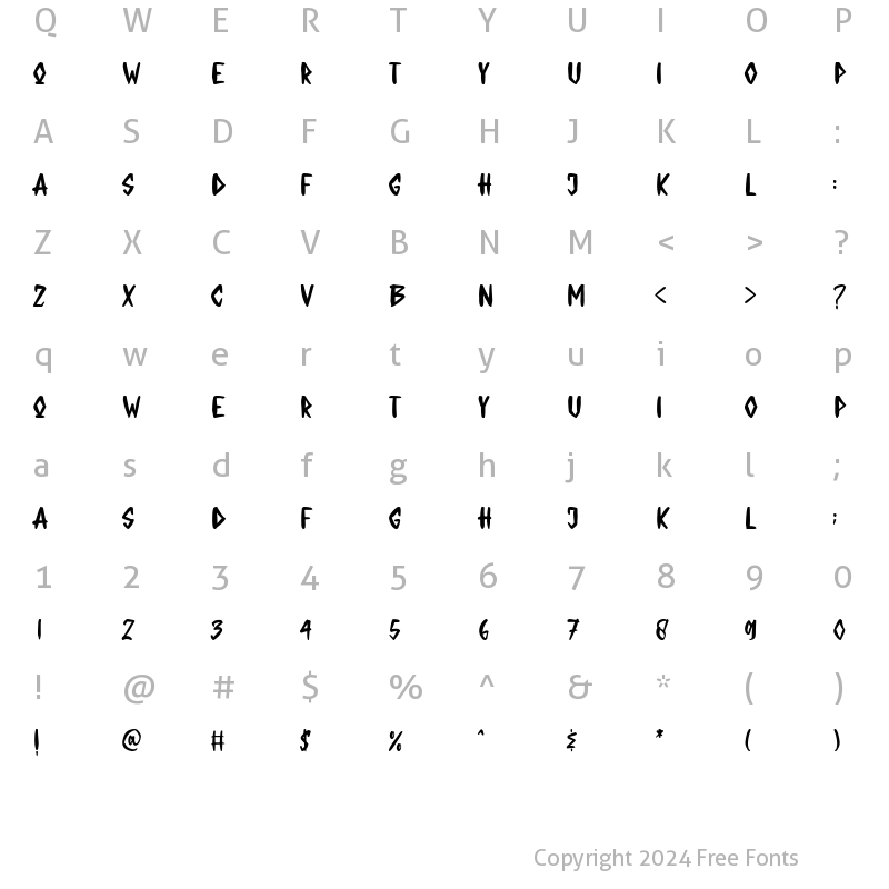 Character Map of WILL ROCK YOU Regular