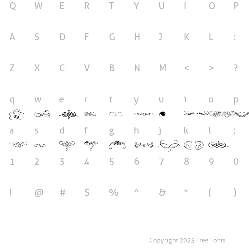 Character Map of Will shering Ornaments Regular