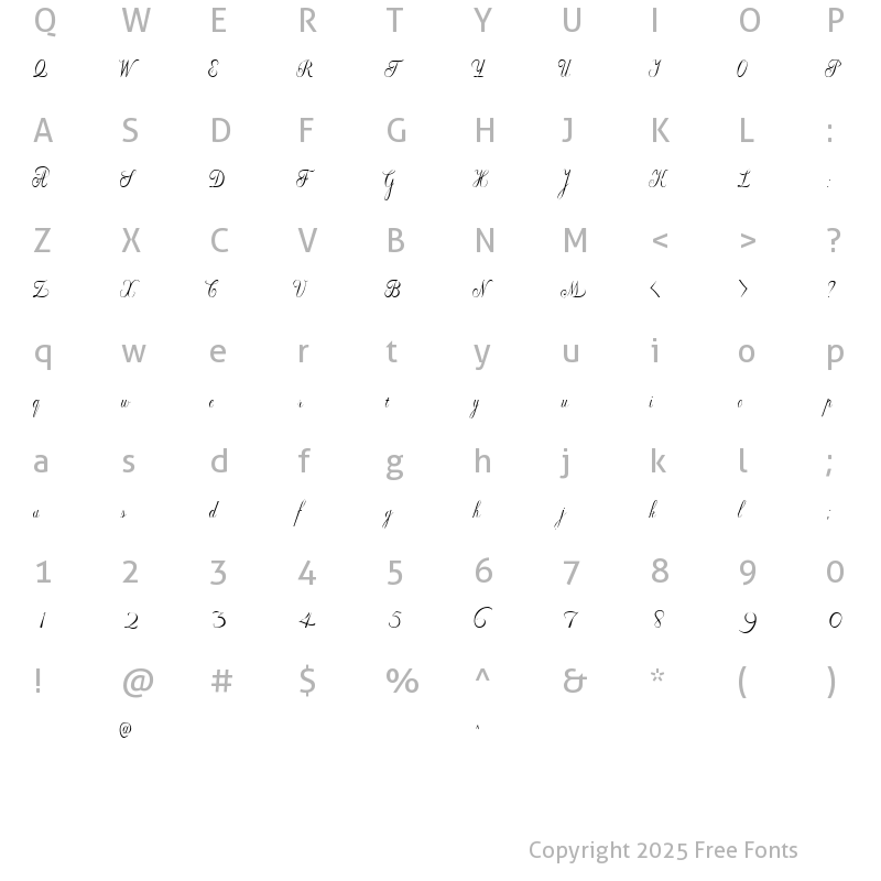 Character Map of Willegha (Unregistered) Regular