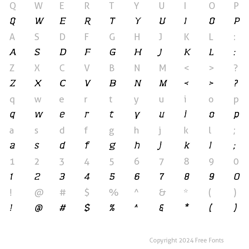 Character Map of WillgiveBlIt Bold Italic