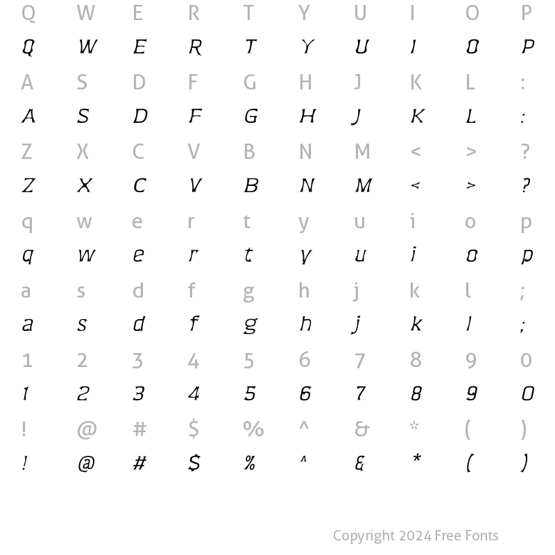 Character Map of WillgiveIt Italic