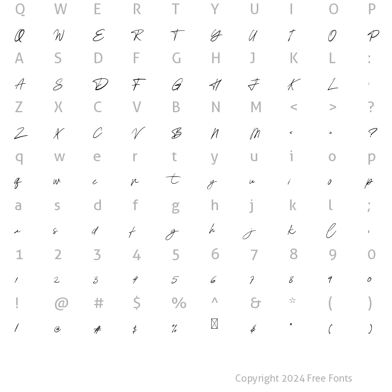 Character Map of William Dhatos Regular