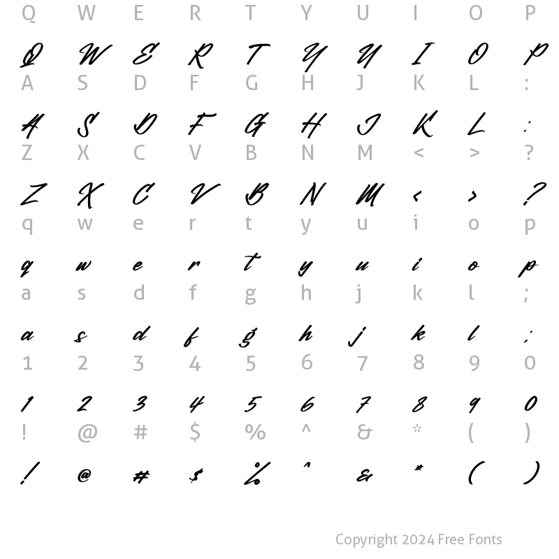 Character Map of William Victory Italic