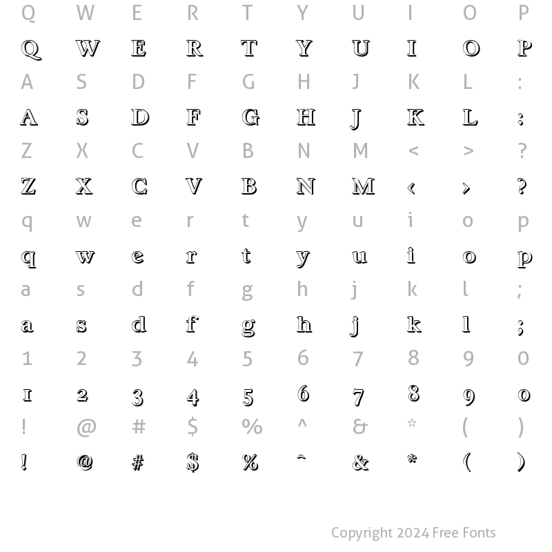 Character Map of WilliamBeckerShadow-Medium Regular