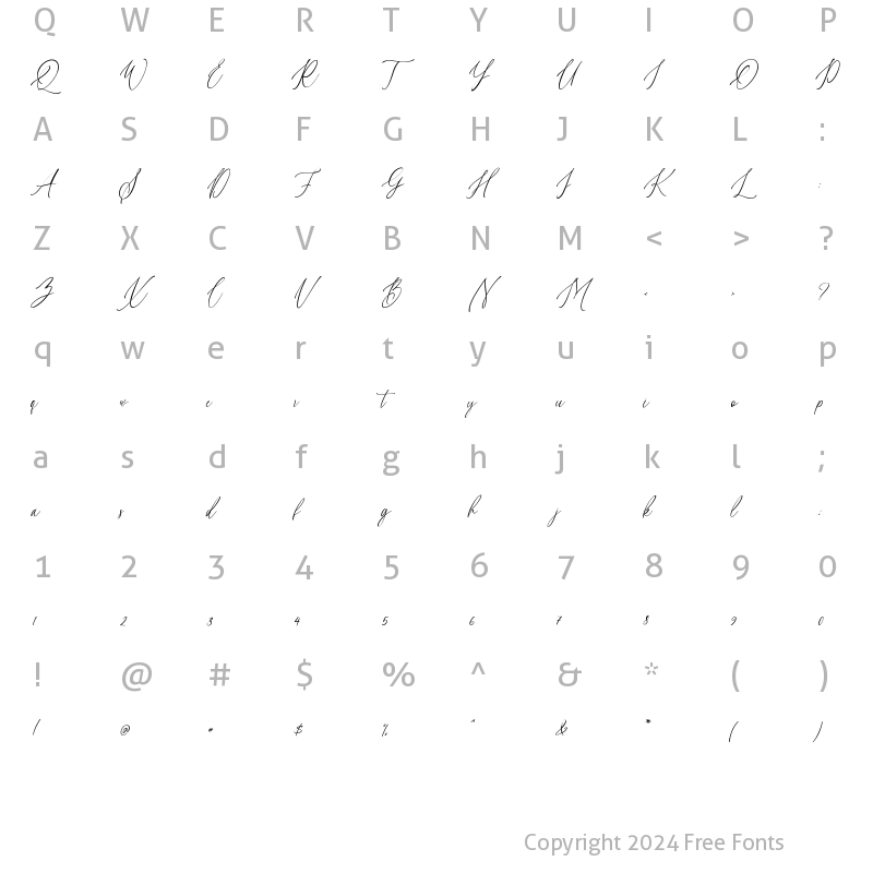 Character Map of Willion Regular